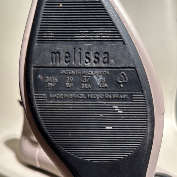 Melissa Cream and Black Flats with Pointed Toe and Ankle Strap - Picture 4 of 6